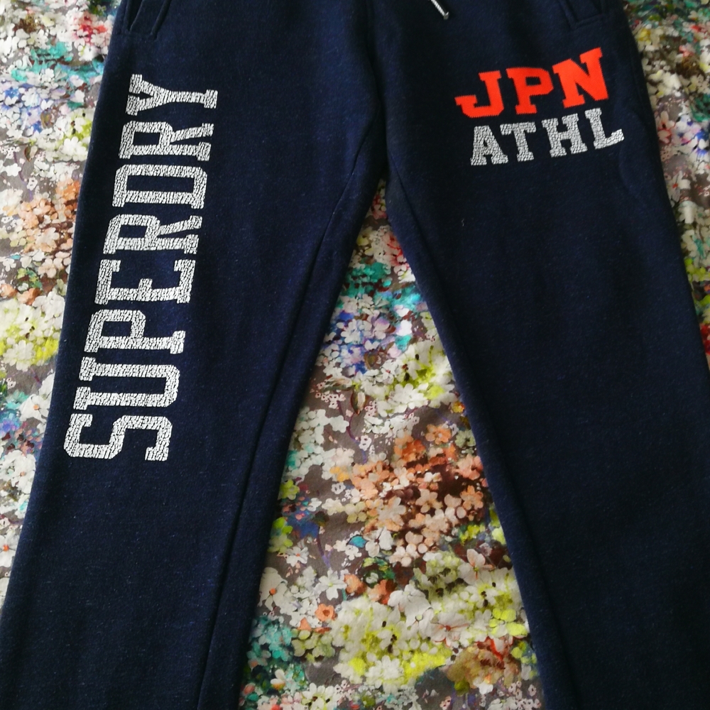 Superdry Kids Dark Blue Joggers with Red and White Accents